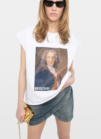 Tee-shirt col rond en coton ZADIG&VOLTAIRE Blanc